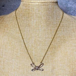 J. Crew dainty gold tone and clear stone bow necklace